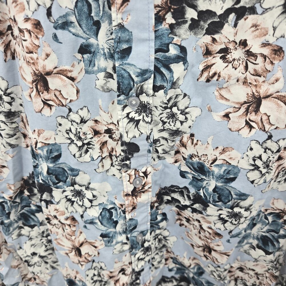 Denim & Flower Ricky Singh Blue Floral Button Down Long Sleeve Shirt Medium - Picture 4 of 11